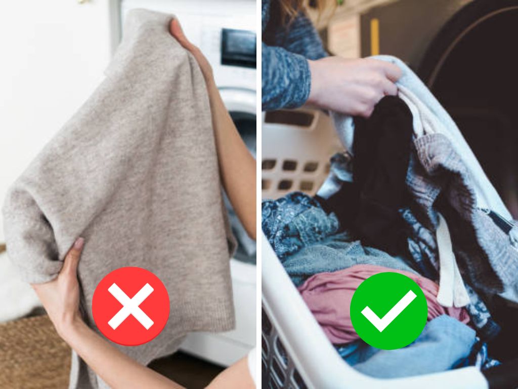Không nên gấp gọn chăn, đệm khi cho vào máy giặt